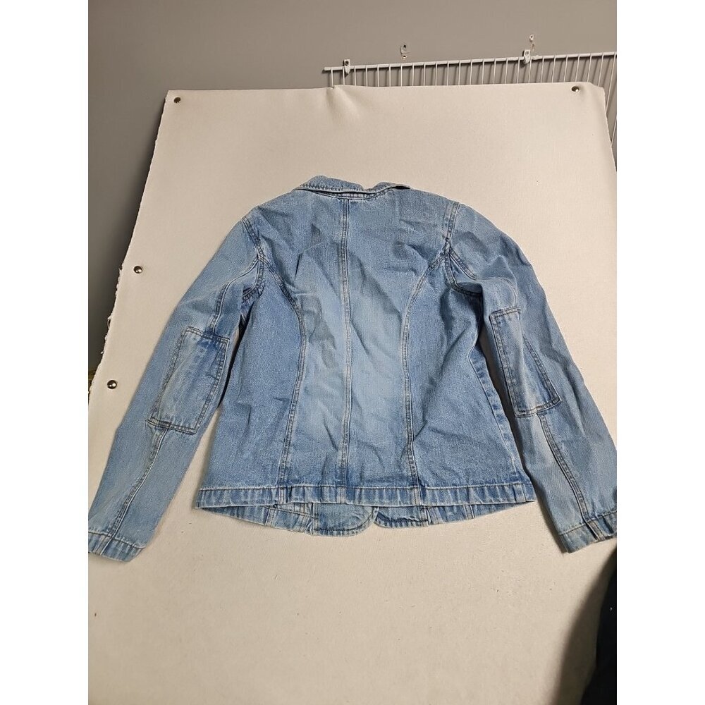Vintage Y2K 80’s Jeanology Jean Jacket Blue Denim Embellished Beaded Size 14 - Picture 9 of 10
